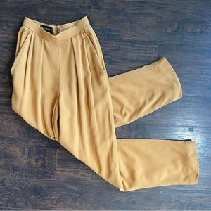 Vintage Donna Karan 1990s mustard wool high waisted pleated front pant Size 24”
